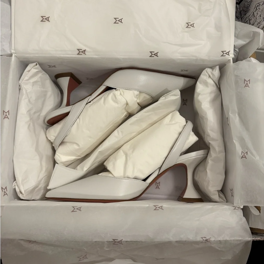 Amina Muaddi White Slingback (Holli 70) - Picture 2 of 6